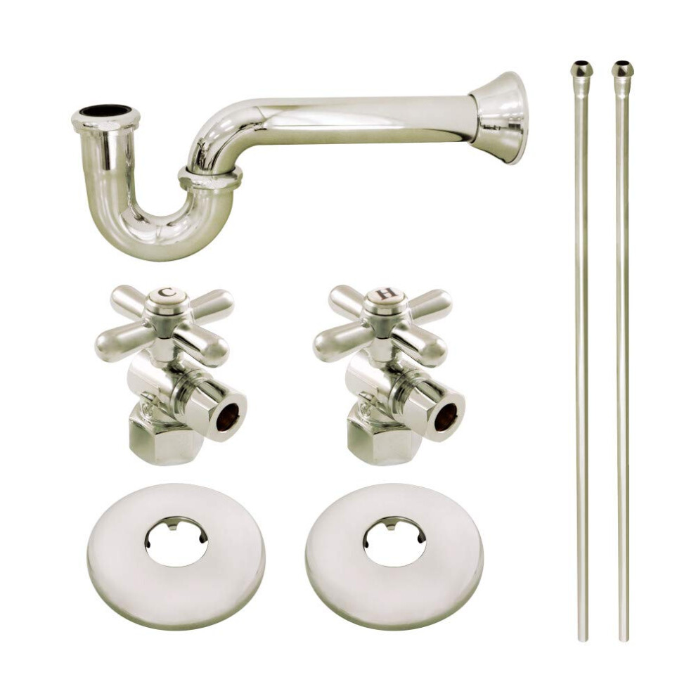 Photos - Tap / Valve / Fitting Kingston Brass KPK206 Gourmet Scape Plumbing Supply Kit with 1-1/2" P-Trap - 1/2" IPS Inlet x 3/8" Comp Oulet, Polished Nick 