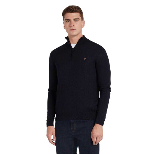 Farah (L, True Navy) Farah Mens Zip Neck Sweater Top 2