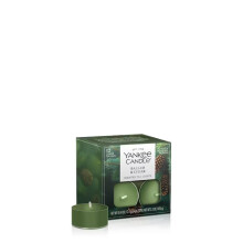 Yankee Candle Balsam & Cedar Tea Light Candles, Premium Plant Wax Scented Tealights for Christmas Holiday, 12 Count, Green, Up to 5 Hours Burn Time, N