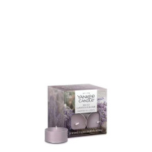 Yankee Candle Dried Lavender & Oak Tea Light Candles, Premium Plant Wax Blend Scented Tealights, 12 Count, 5 Hour Burn Time, Natural Fiber Wick, Purpl