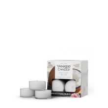 Yankee Candle Coconut Beach Tea Light Candles, Premium Plant Wax Scented Tealights, 12 Count, White, Up to 5 Hours Burn Time, Natural Fiber Wick, 0.44