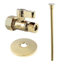 Kingston Brass KF53352TKF20 Toilet Supply Kit, 5/8" OD x 3/8" OD Recht Ventiel, Gepolijst Messing
