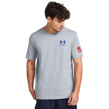 Under Armour T-Shirt Flag Uomo Nuova Libertà, (038) Acciaio Medio Heather/Rosso/Royal, Medio