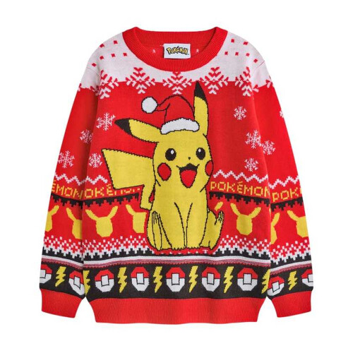 Pokémon (13-14 Years, Red Solid) Pokemon Boys Pikachu Christmas Jumper