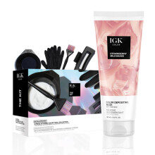 IGK Haar Gloss Toner & Abgabe Maske + Farbset für Zuhause | Erdbeer-Milchshake Soft Rose Gold | Semi-Permanente Glanz + Farb