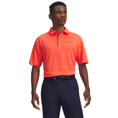 Under Armour Under Armour Herrars Tech Golf Polo, (693) Venom Red / Pitch Gray, X-Small