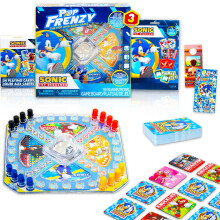 Sonic the Hedgehog 3-in-1 Board Game Set - Bundle with Pop Up Board, Matching Game, and Playing Cards for Kids Plus Stickers, More | Sonic Games for B