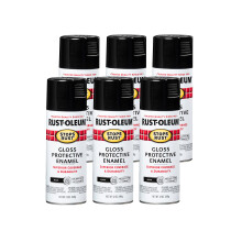Rust-Oleum 7779830-6PK Pintura en Spray Stops Rust, 12 oz, Negro Brillante, Paquete de 6
