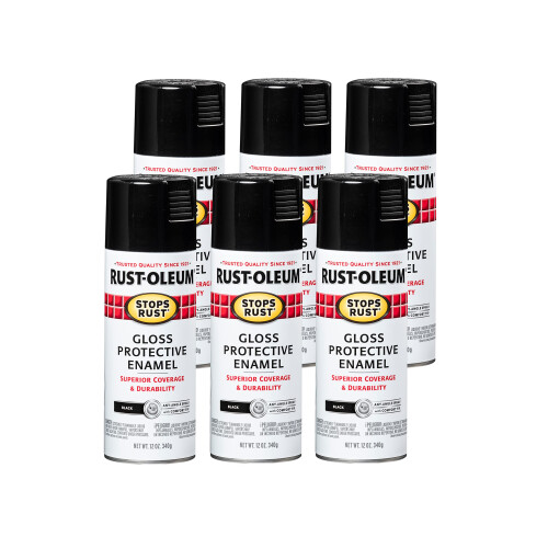 Rust-Oleum Rust-Oleum 7779830-6PK Stops Rust Sprühfarbe, 12 oz, Glänzend Schwarz, 6er Pack