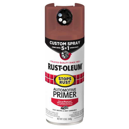 Rust-Oleum Rust-Oleum 384756 Stops Rust Primer Spray 5-in-1 12 oz, Rosso Opaco