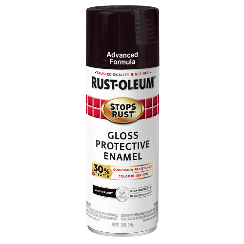 Rust-Oleum Rust-Oleum 345392 Stops Rust Advanced Spray Paint, Gloss Dark Walnut, 12 Ounce (Pack of 1)