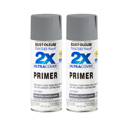 Rust-Oleum Rust-Oleum 334017-2PK Painter's Touch 2X Primer Spray, 12 oz, Mattgrå, 2-pack