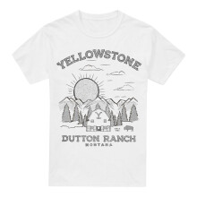 (XXL, White) Yellowstone Mens Dutton Ranch Sunrise T-Shirt