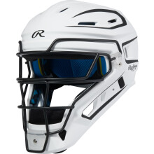 Rawlings | Casco de receptor MACH PRO | Béisbol | Blanco/Negro | Senior | 7 1/8" - 7 1/2"