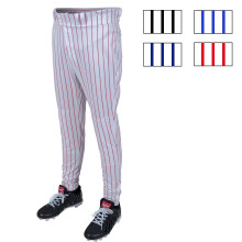 Rawlings Herr PRO 150 Serie Baseballbyxor | Tapered Jogger Fit | Vuxenstorlekar | Randig | Flera färger Vit/Skarlakansröd, Large