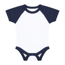 (0-3 Months, White/Red) Larkwood Baby Essential Short-Sleeved Baseball Bodysuit