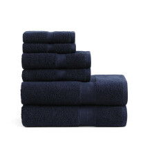 Tommy Hilfiger - Badhanddoeken Set, Absorberend Katoen, Medium Gewicht, Oeko-Tex Gecertificeerd (Modern Amerikaans Donkerblauw, 6 Stuks)