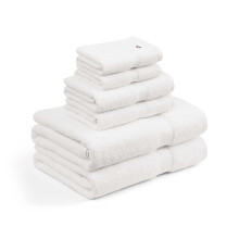 Tommy Hilfiger - Badlakan Set, Absorberande Bomullsteddy, Medium Vikt, Oeko-Tex Certifierad (Modern Amerikansk Vit, 6 Delar)