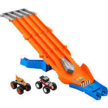 Hot Wheels Monster Truck! Überlebensrennen! JFR07 Ride-On Spielset mit 2 Mini-Autos für 4+ Jahre Orange