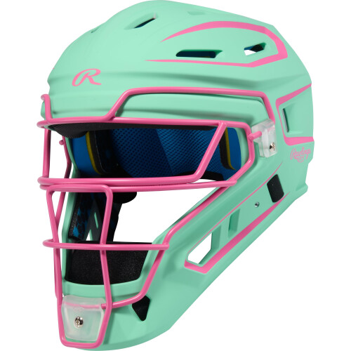 Rawlings | Casco da Ricevitore MACH PRO Series | Baseball | Mint/Rosa | Junior | 6 1/2" - 7"