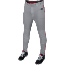 Rawlings Mens Launch Series Baseball Pants | Tapered Jogger Fit | Adult Sizes | Piped | Multiple Colors Grey/Scarlet, Medium
