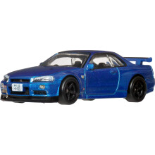 Hot Wheels Premium Car Culture Collectible Toy Car, 1:64 Scale Die-Cast Nissan Skyline R34 GTR, Timeless Icons Vehicle with Real Riders Tires