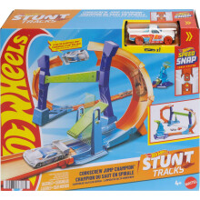 Hot Wheels Toy Car Track Set, Flip & Jump Through the Corkscrew Loop with a 1:64 Scale Toy Car, Speed Snap Track & Adapters, Compresses for Storage
