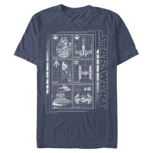 Star Wars Big & Tall Battle Ships Heren T-shirt Korte Mouwen, Navy Blauw Heather, X-Large