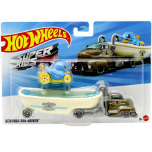 Hot Wheels Super Rigs Scrubba Dub Driver [Brown] Includes Duck N' Roll Car! 1:64 Scale Diecast Vehicle
