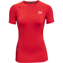 T-Shirt à Manches Courtes Compression HeatGear Femme Under Armour, Rouge (600)/Blanc, Medium