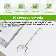 50 Pcs 6-Inch Pegboard Hooks Metal Shelving Hooks and Organizer Assortment Pegboard Garage Storage Organizer