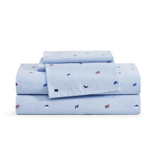 Tommy Hilfiger - Twin Size Laken Set, Zacht Katoen Percale Bedtextiel met Koel Comfort