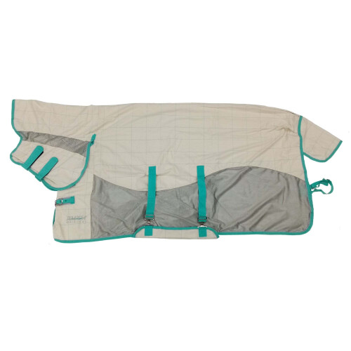 (60in, White/Grey/Aqua Blue) Tempest Mesh Summer Horse Fly Rug