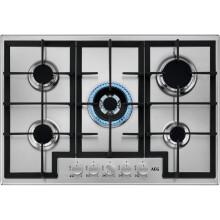 AEG HGX75400SM 3000 Slim Line Built In 74cm 5 Burners Stainless Steel Gas Hob