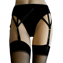 (X-Large, Black) Silky Womens/Ladies Cross Strap Suspender Belt