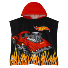 Hot Wheels Towel Poncho, Car Hooded Towel for Kids, Boys Beach Towels and Swimming Towels, One Size, Black