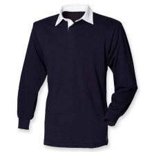 (XS, Navy/White) Front Row Mens Classic Long-Sleeved Rugby Shirt
