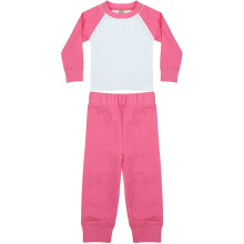 (3-4 Years, Candyfloss Pink/White) Larkwood Baby Unisex Pyjama Top & Bottoms Set