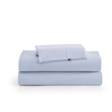 Tommy Hilfiger - Sábanas de Cama Queen, Ropa de Cama de Algodón Transpirable, Juego Ligero, Bolsillos Profundos