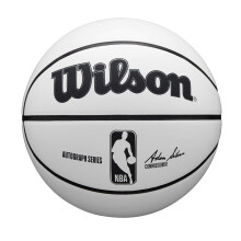 Balón de Baloncesto Autografiado WILSON NBA - Blanco/Marrón, Tamaño 7-29.5"