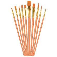 Mr. Pen- Artist Paint Brushes for Acrylic Painting, 10 pcs, Soft Ochre Ergonomic Wooden Handle, Synthetic Bristles in Different Sizes & Shapes, Waterc