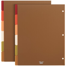 Mr. Pen - 3 Ring Binder Delare med Flikar, 2 Set, 6 Pack/Set, A4, Vintage Färger, 6 Flik Delare