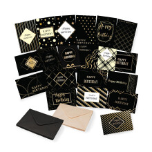 Mr. Pen - Cartes d'anniversaire avec enveloppes, 20 pièces, 4" x 6", Noir avec dorure, vierges à l'intérieur