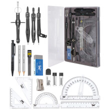 Mr. Pen- Geometry Set, 15 pcs, Black, 6 Inch Swing Arm Protractor, Divider, Set Squares, Ruler, Compasses and Protractor
