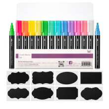 Mr. Pen Krijtmarkers - 12 Stuks in Diverse Kleuren, 8 Labels, Vloeibare Krijtpen voor Schoolbord & Glas