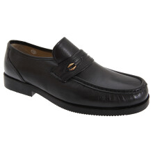 (8 UK, Black) Tycoons Mens Wide Fitting Saddle Trim Moccasin Type Casual Shoes