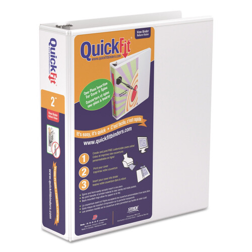 QuickFit D-Ring Mappar, 475-Blads Kapacitet, 2" Ringar, 47% Återvunnet, Vit, 87030