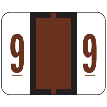 Smead BCCRN Bar-Style Färgkodad Numerisk Etikett, 9, Brun, 500 Etiketter per Rulle (67379)