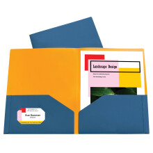C-Line Portfolio Super Heavyweight Poliestere a Due Tasche, Confezione da 6, Blu Acciaio/Arancio Ambra (34725)