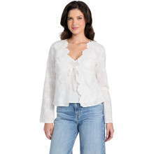 GUESS Damen Langarm Aida Knoten-Top, Reinweiß